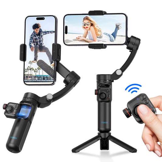 Estabilizador de Mano 3 Ejes con Trípode para Celular – Antivibración y Soporte Selfie