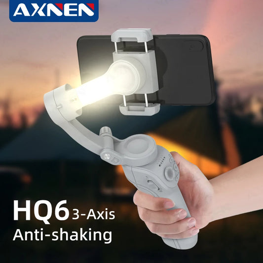 Gimbal HQ6 3 Ejes con Luz y Seguimiento Facial – Estabilizador Inteligente para Smartphone